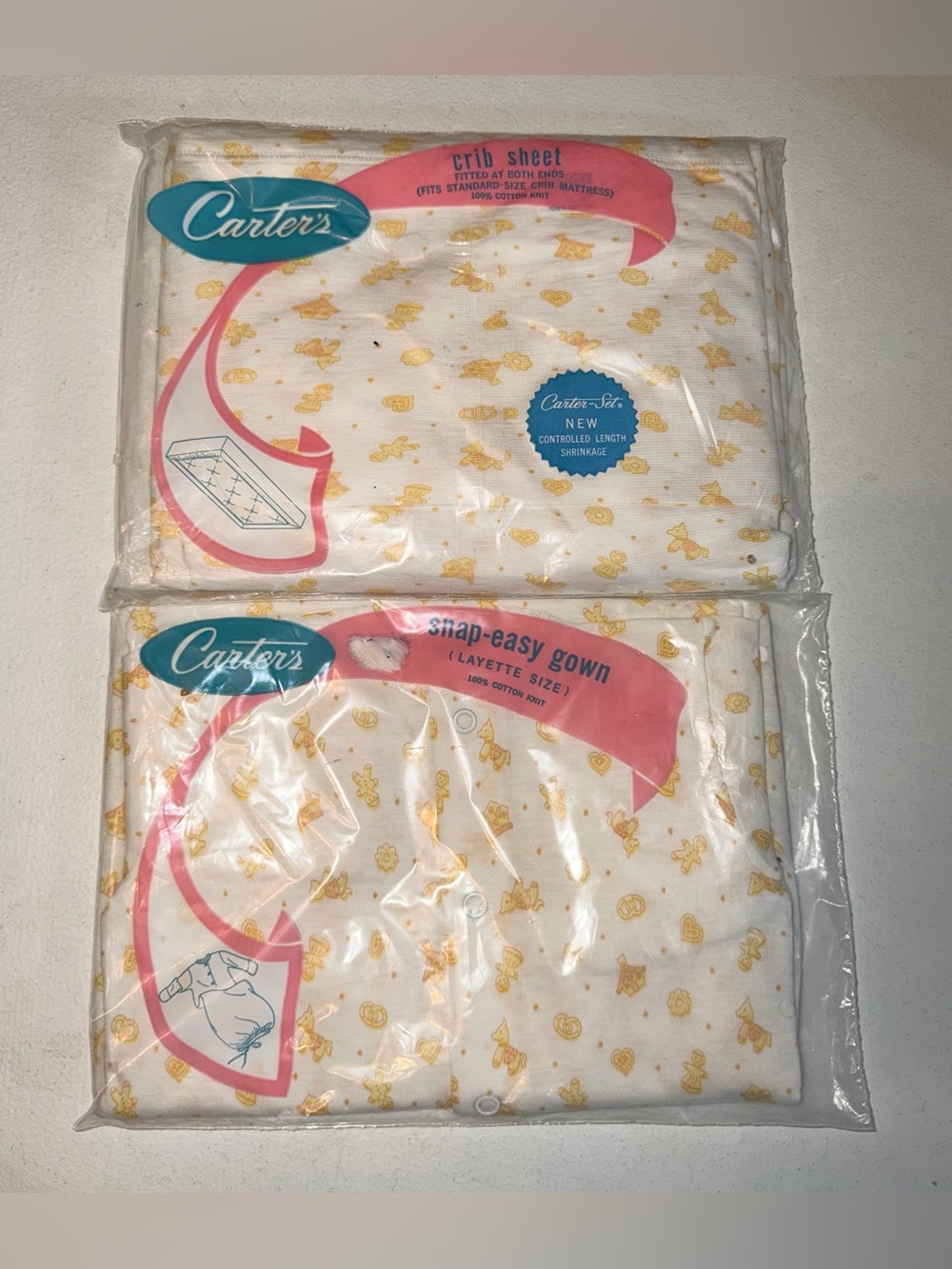 Carter's White and Yellow Baby Crib Sheet & Snap-Easy Gown Set